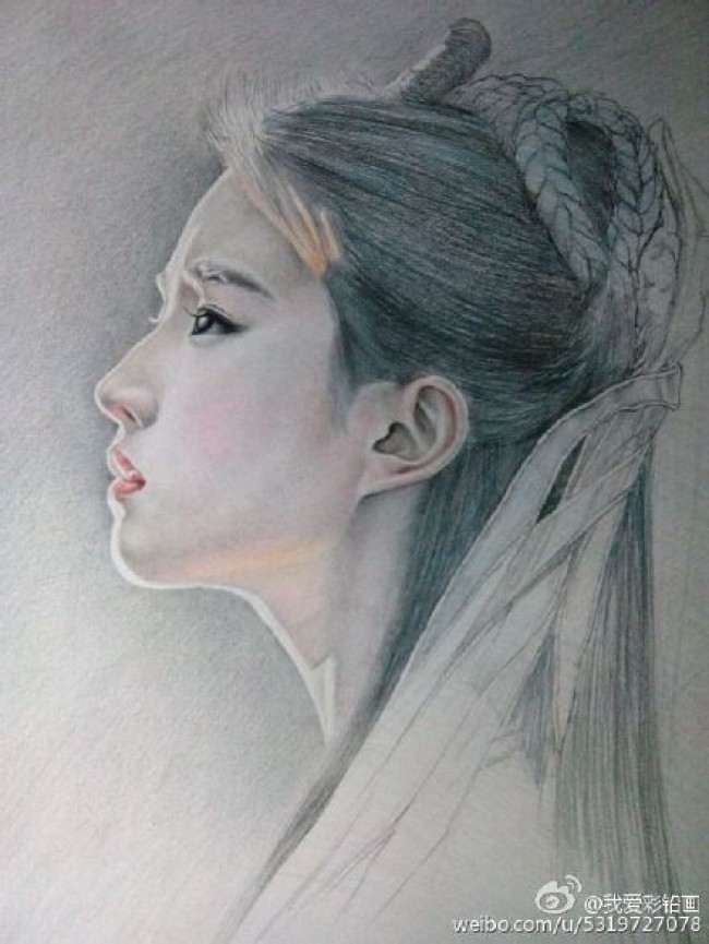 古装明星刘亦菲彩铅画图片 超美仙女刘亦菲彩铅手绘教程 刘亦菲怎么画
