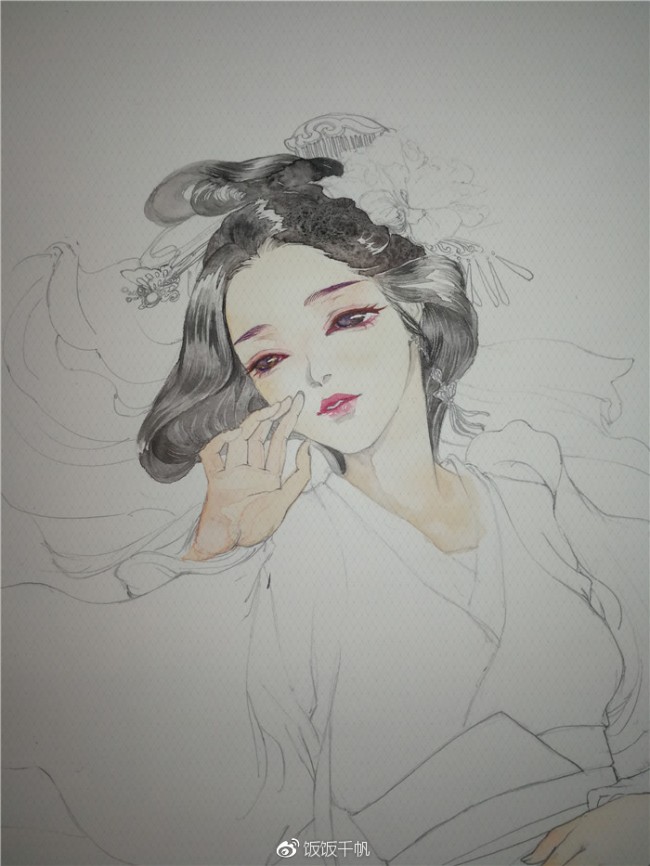 超美艳古风女子水彩插画手绘教程图片古风女性人物插画教程步骤画法