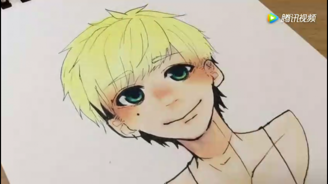 阳光男孩子的马克笔画教程看他害羞了