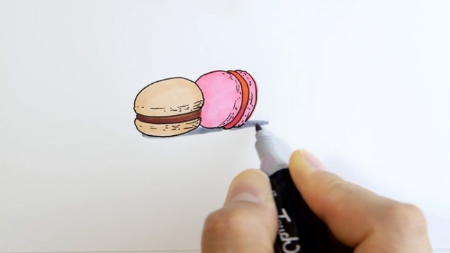 视频简单的马卡龙马克笔简笔画手绘视频教程小清新美食手绘