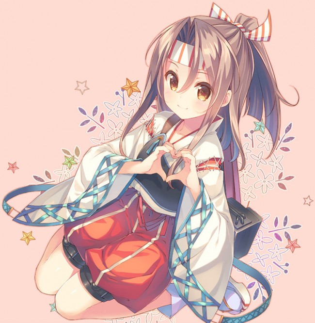 用手比爱心的动漫女生唯美二次元插画图片可爱甜美的爱心美少女图片