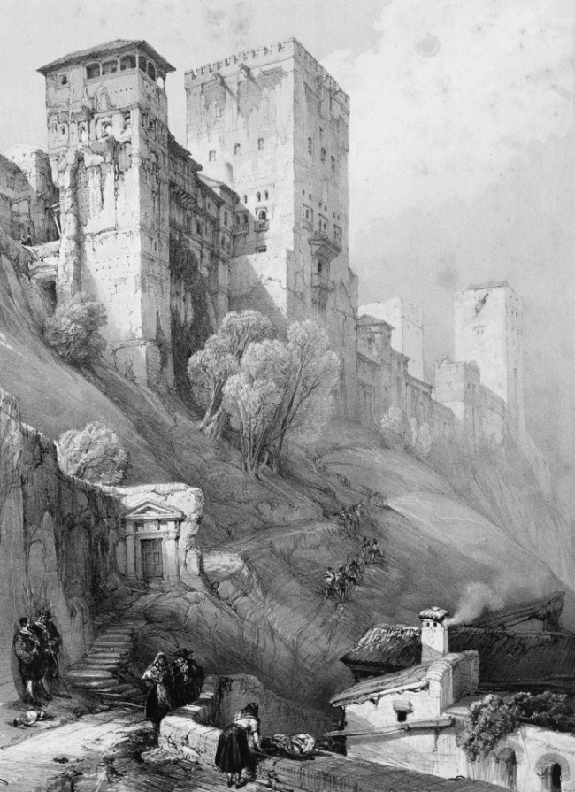 精湛的建筑风景素描作品 大卫·罗伯兹建筑风景素描图片 细部刻画超棒