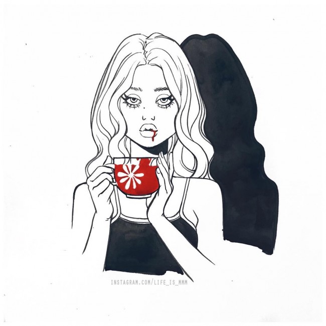 很有味道的欧美风人物手绘插画 很有意境的感觉