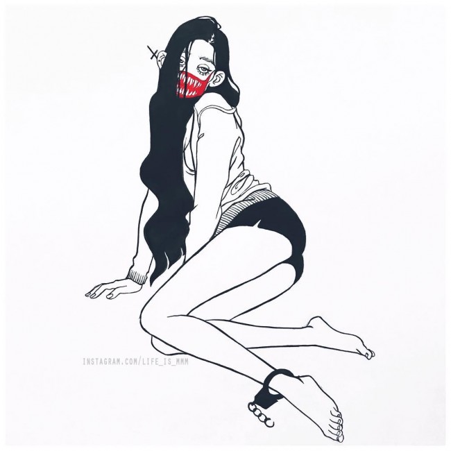 很有味道的欧美风人物手绘插画 很有意境的感觉