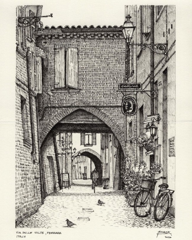 建筑风景钢笔画怎么画 景观针管笔画素材