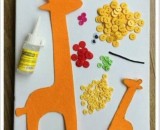 长颈鹿形状的装饰画的手工制作  长颈鹿纽扣画的制作步骤教程   创意纽扣画
