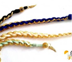 皮绳与金属链合编漂亮的手链手工制作