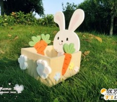 超级可爱的小兔子木板收纳盒   手工diy制