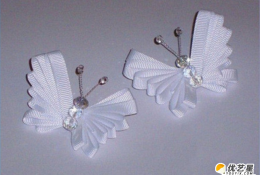 缎带创意制作蝴蝶形状的蝴蝶结    手工DIY制作精致唯美的缎带蝴蝶结装饰品    可作为发饰 