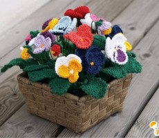 五彩唯美的花朵手工DIY编织教程 用绵毛线