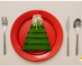 精美简约的花式餐巾折叠法的手工教程图解 好看唯美的绿色西式餐巾 像圣诞树