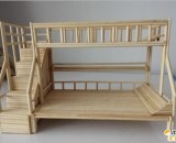 用竹签手工创意精美制作的小房子 精致漂亮的上下架小床的手工制作作品