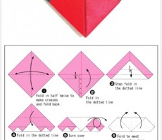 多款彩色心形图案折纸手工折法教程图解
