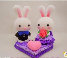 可爱唯美的小兔子新娘造型的手工粘土制