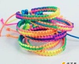 手工编织少女五彩手绳  多色拼接的时尚少女装饰手绳  教你如何编织手绳饰品