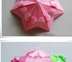 可爱唯美的彩色雨伞手工纸艺教程图解