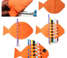 可爱五彩的纸质编织小鱼纸艺手工制作教