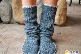 手工旧物旧毛衣改造长筒袜 保暖时尚节俭长筒袜 手工旧物改造保暖长筒袜教程图解