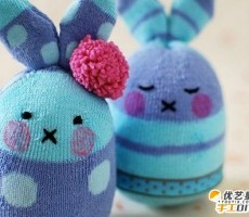 手工袜子改造小兔子玩偶   可爱超萌小兔