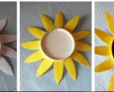 用废旧纸杯打造一朵漂亮好看的向日葵手工制作图解 幼儿孩子纸杯向日葵花朵