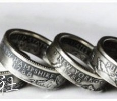 手工旧硬币打造的金属戒指  美观精湛的