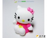 手工粘土制作的Hello kitty猫  粉色的可爱的小猫咪  手工粘土制作的粉色可爱小猫