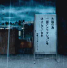 超唯美的下雨画面GIF动态图片 雨中的动漫场景插画