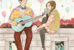满满都是爱的甜美情侣日常生活插画作品 日韩系风格