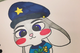 可爱的兔子警官朱迪怎么画 10步以内《疯狂动物城》中的兔子画法 兔子儿童画