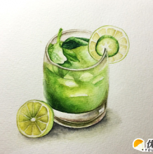 夏天可口冰镇柠檬汁饮料的手绘画教程  各种柠檬饮料的手绘画法