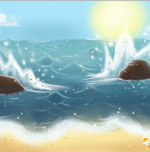 简单的PS海岸风景插画教学教程 天空与海岸交接的不同分成教程