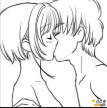 kiss中的男女生静态时插画教程 接吻 分六个简单小步骤的男女生kiss插画