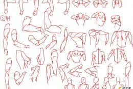 各种不同角度手臂漫画绘画步骤教程  人物的千变万化运动手臂姿态素材教程