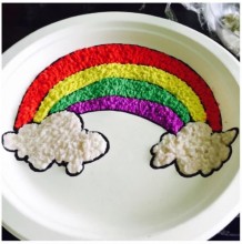 创意餐盘画教程 自制纸浆搭配颜料在一次性餐盘上创作美丽彩虹图案手工画作