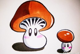大蘑菇和小蘑菇的简笔画教程彩色图片带步骤 可爱的亲子小蘑菇简笔画画法