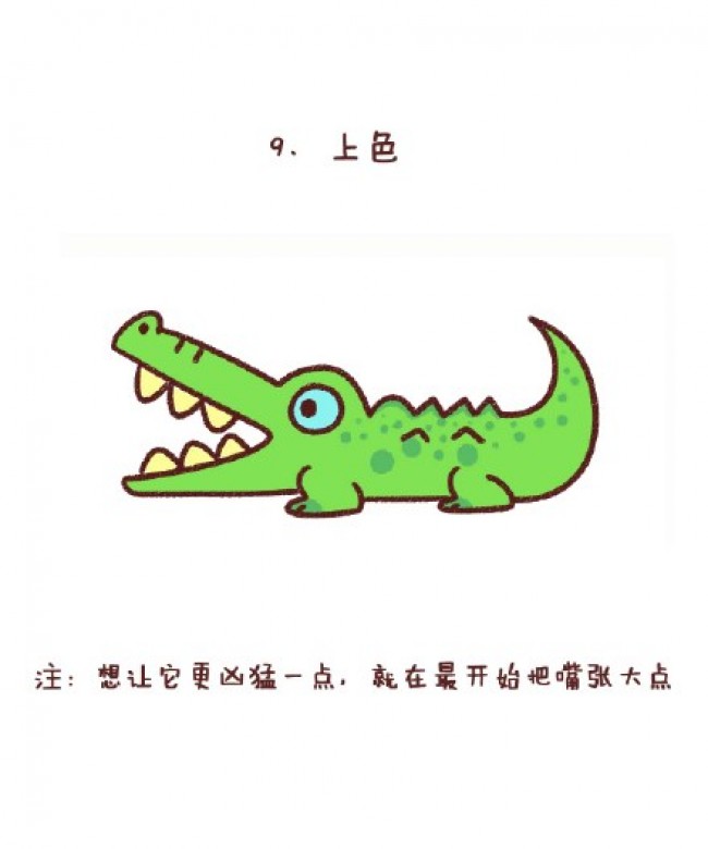 鳄鱼简笔画图片 鳄鱼怎么画简笔画 彩色鳄鱼卡通画 鳄鱼儿童画