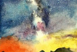 唯美有意境的星空水彩画专辑 浪漫的夜晚星空水彩画手绘教程 夜晚的天空