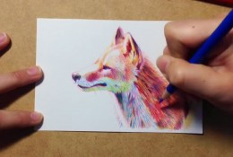 【视频】超美的多彩小狐狸彩铅手绘视频教程 好看的小狐狸彩铅怎么画视频