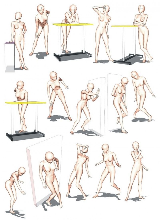 男女动漫人物 人体姿势模型演示图片 各种姿势和动态都有_www.youyix.com