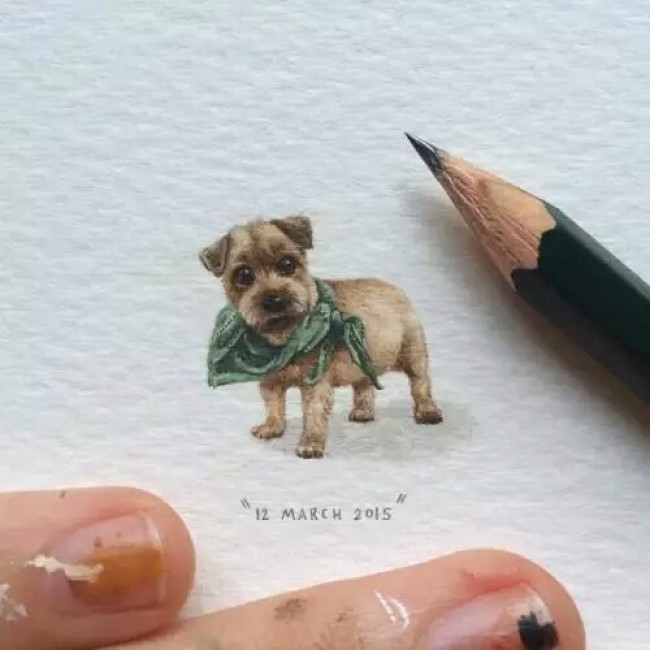 水彩和彩铅画出的袖珍画，你能想象它有多小？_www.youyix.com