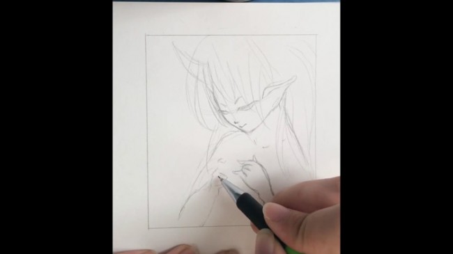 【视频】超美的恶魔女动漫画线稿手绘过程视频教程 学勾线_www.youyix.com
