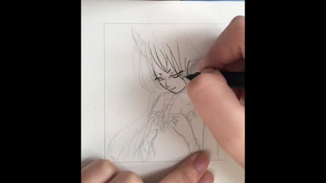 【视频】超美的恶魔女动漫画线稿手绘过程视频教程 学勾线_www.youyix.com