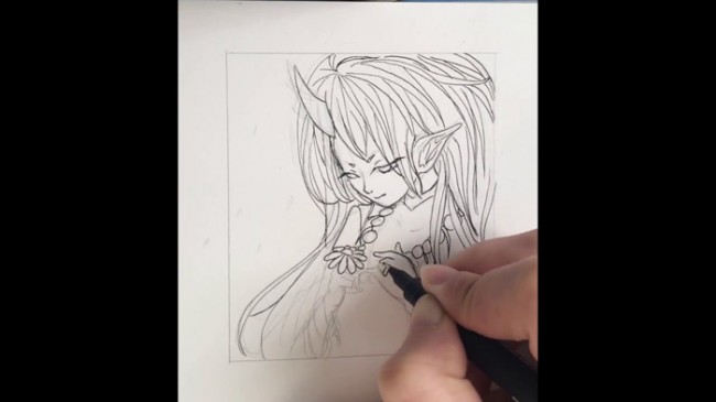 【视频】超美的恶魔女动漫画线稿手绘过程视频教程 学勾线_www.youyix.com