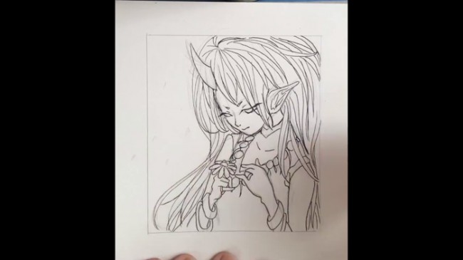 【视频】超美的恶魔女动漫画线稿手绘过程视频教程 学勾线_www.youyix.com