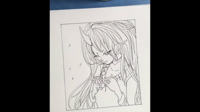 【视频】超美的恶魔女动漫画线稿手绘过程视频教程 学勾线_www.youyix.com