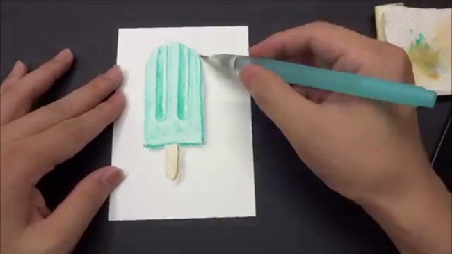 【视频】可口的雪糕棒冰水溶彩铅手绘视频教程 夏季清凉一下吧_www.youyix.com