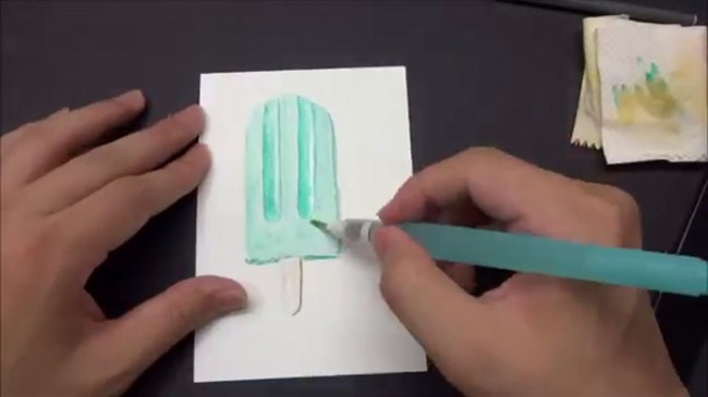 【视频】可口的雪糕棒冰水溶彩铅手绘视频教程 夏季清凉一下吧_www.youyix.com