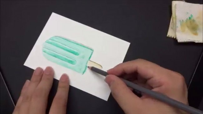 【视频】可口的雪糕棒冰水溶彩铅手绘视频教程 夏季清凉一下吧_www.youyix.com