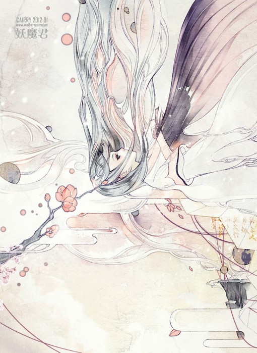 清新淡雅水彩古风古装人物绘画 插画师茶水妹作品(2)
