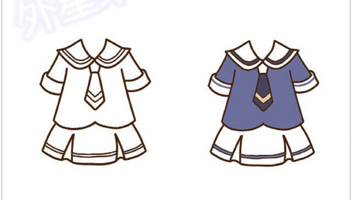 女生水手服套装卡通画画法教程水手服简笔画怎么画